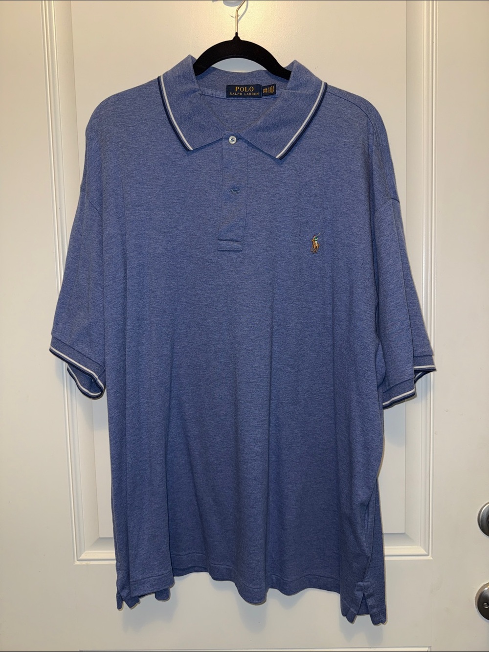 Polo by Ralph Lauren Heather Blue big & tall 2XB Men’s Polo with Contrast Trim